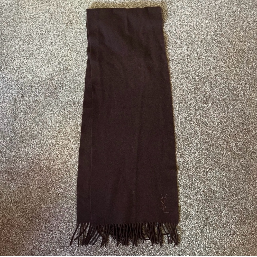 Yves Saint Laurent (YSL) Scarf Brown Wool Italy